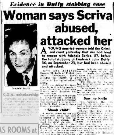Newspaper clipping — Woman says Scriva abused her.