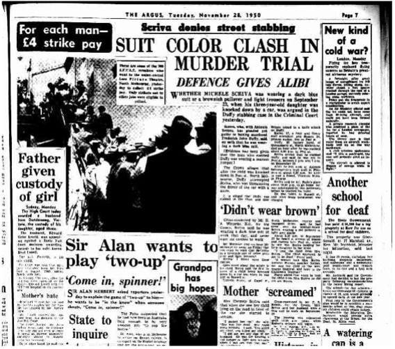 Newspaper clipping — Suit colour clash in murder trial.